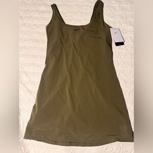 Nike Bliss Training Dress Womens S Olive Green Attached Shorts Athletic Tennis